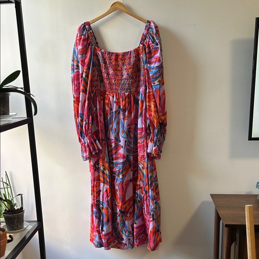 Farm Rio Colorful Bananas Print Midi/Maxi Length Dress